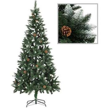 Artificial Christmas Tree with Pine Cones and White Glitter, 210 cm