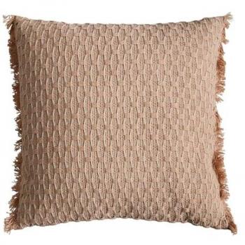 Cojín Leo de Lino y Algodón en color Beige con Funda Extraíble y Relleno Incluido - 42x42x10cm