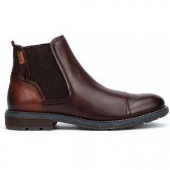 Pikolinos York M2M-8016 Botas Chelsea de Hombre en Piel Marrón Oscuro con Elásticos Laterales