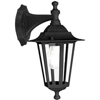 Lámpara exterior de pared EGLO LATERNA 4, lámpara exterior con 1 bombilla, lámpara de pared de aleación de aluminio y vidrio, color negro, casquillo E27, IP44