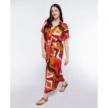 Vestido largo camisero con estampado