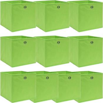 Cajas de almacenamiento de tela verde 10 piezas 32x32x32 cm