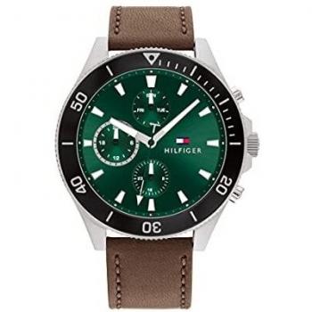Tommy Hilfiger Larson 1791983 Reloj Analógico para Hombre con Correa de Piel Marrón Multifunción