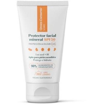 Green Cornerss Care Protector Facial Mineral SPF50 50 ml - Apto para piel sensible, 100% mineral con color, perfecto para toda la familia