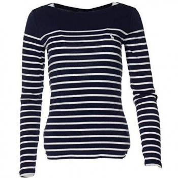 Ralph Lauren - Jersey para mujer, diseño de rayas horizontales azul marino y blanco S