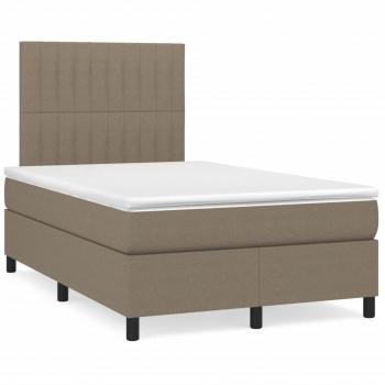 Cama box spring Tortorora con colchón de muelles en tela gris taupe 120x190 cm