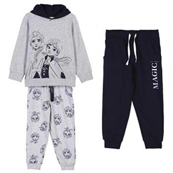 Chándal Infantil Frozen II Gris - 3 Piezas - Sudadera y Dos Pantalones - Licencia Oficial Disney - Ideal para los Más Peques
