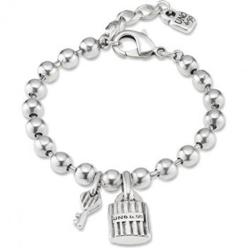 Pulsera UNO de 50 Confident con charms centrales de candado y llave