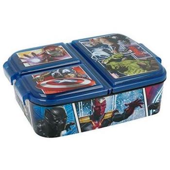 AVENGERS | Sandwichera con 3 compartimentos para niños - lonchera infantil - Porta merienda - Fiambrera decorada