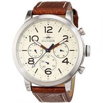 Tommy Hilfiger Mens Quartz Watch, multi dial Display and Leather Strap 1791230