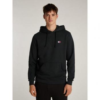 Tommy Jeans Men's Eco-Friendly Regular Fit Black Hoodie with Logo Badge