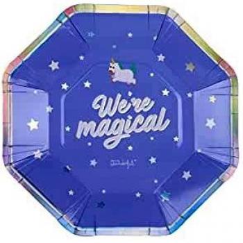 8 Platos de 18 cm Unicornio Mr Wonderful