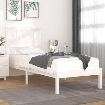 Estructura de cama individual madera maciza de pino blanco 90x190 cm
