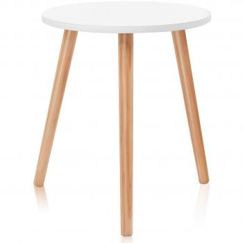 Mesa Baja Redonda Moderna Costway para Salón, Pequeños Espacios, Dormitorio y Balcón, Color Blanco, Dimensiones 40 x 40 x 48 cm