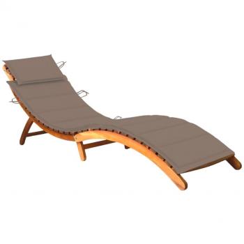 Acacia Wood Garden Sun Lounger with Cushion