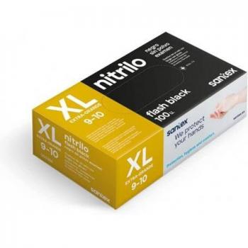 Santex Flash Black Pack de 100 Guantes de Nitrilo Talla XL - 6 gramos - Sin Polvo - Libre de Látex - No Estériles - Color Negro