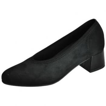 Zapato Salón Tacón Bajo de Piel Licra para Mujer Modelo 3692 Color Negro Talla 36