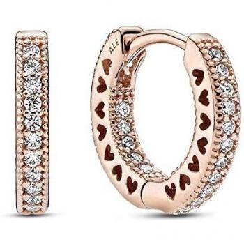 Pendientes de aro corazón en pavé con detalles brillantes