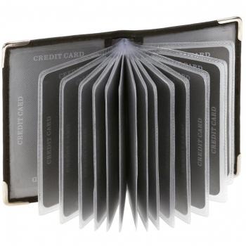 LEAS Tarjetero para tarjetas de crédito, Piel auténtica, negro Card-Collection''