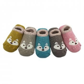 Estwell 5 Pares Calcetines Antideslizantes para Bebé Niños Infantil Niños Niñas Algodón Calentar Lindo Zorro Calcetines
