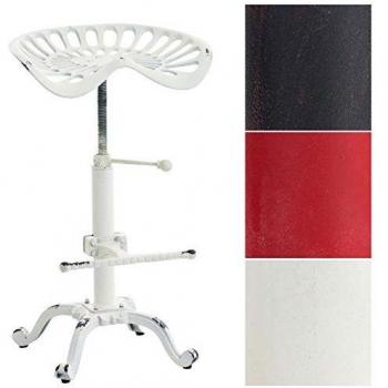 Taburete de Bar Industrial Regulable Butch Antik Blanco con Asiento Semi-Curvo y Estructura Metálica