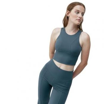 Top de mujer Born Living Yoga Elin Slate, gris oscuro, soporte medio-alto, talla L