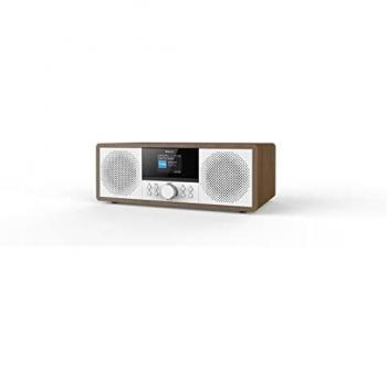 Denver MIR-270DW Radio Internet Analógica de Madera Oscura con pantalla LCD, sintonizador FM/DAB+, conectividad Wi-Fi y Bluetooth, altavoz de 10W, puerto USB y entrada auxiliar