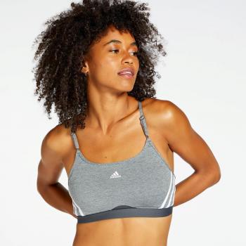 Adidas AER LS 3s Sujetador Deportivo para Mujer Ajustable - Top Deportivo de Sujeción Adidas para Mujer - Sports Bra para Entrenamiento Gris XS / AC