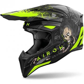Airoh Wraaap Darkness Casco de motocross - Negro Amarillo (L)