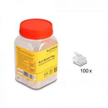 Conector Modular RJ11 Delock 100 Unidades