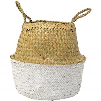 Bloomingville Beach - Cesto natural/blanco/Ø35xH32cm