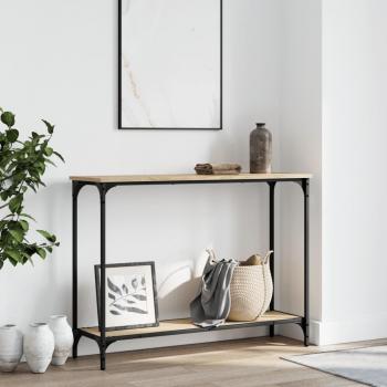 Mesa consola de madera de ingeniería 101x30,5x75 cm en color Negro, Roble Sonoma y Roble ahumado - Mesa de sofá, mesa de entrada para salón, consola de entrada, mueble recibidor, mesita