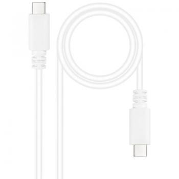 Cable USB 2.0 Tipo-C Nanocable 10.01.2301-W - USB Tipo-C Macho a USB Tipo-C Macho - Velocidad de transferencia de 480Mbps - Longitud de 1 metro - Color Blanco