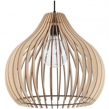 Lámpara Colgante Aprilla de Madera Natural E27 con 1 Bombilla y Longitud Ajustable hasta 110cm