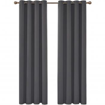 Deconovo Cortina Dormitorio con Aislamiento Térmico Tela Lisa Gruesa Color Sólido Decoración Hogar con Ojales 2 Paneles 140 x 280 cm Gris Oscuro