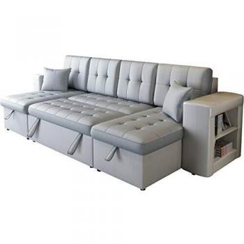 habitatetjardin Sofá esquiero panorámirco Convertible Adèle Luxe - 6 plazas - Gris/Blanco