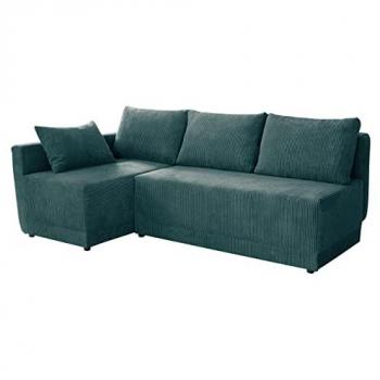Sofá Rinconero Columbus 149 con Función de Descanso y Caja de Ropa de Cama, 210 x 85 x 135 cm, Turquesa