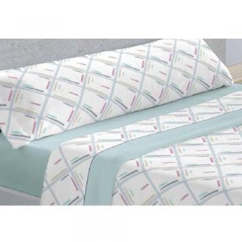 Juego de Sábanas 3 Piezas Estampadas Ingry Azul - 100% Microfibra Tacto Ligero y Extrasuave - Cama 105 cm - Ideal Primavera Verano