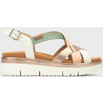 Sandalias Pikolinos Palma Mujer en piel con cierre de hebilla y cuña multicolor