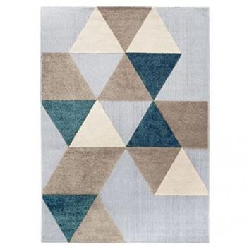 Alfombra interior-exterior Dehors-Dedans, motivos losanges, 120 x 170 cm, color beige/azul