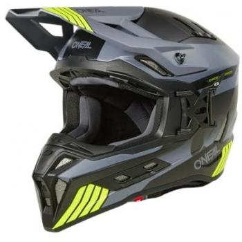 O'Neal Casco de Cross EX-SRS Hitch V.24 - Carcasa ABS, Forro Confort, Rejillas de ventilación para una óptima Ventilación y Refrigeración, Adulto, Negro Gris Amarillo
