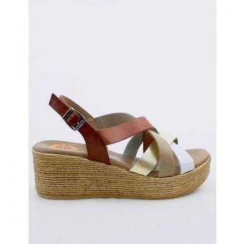 Sandalia Cuña Porronet 2964 Cuero Platino 41 Multicolor