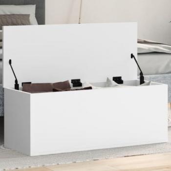 Caja de almacenamiento de madera de ingeniería blanca 90x35x35 cm, Cofre de Almacenamiento, Caja de Mantas, Baúl de Juguetes
