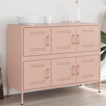 Aparador de acero laminado en frío rosa 100,5x39x79 cm Vidaxl Rosa