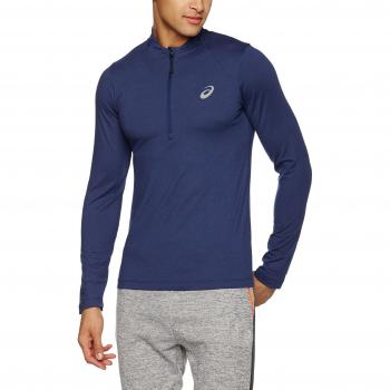 Asics LS 1/2 Zip Jersey Camiseta de Manga Larga, Hombre, Azul