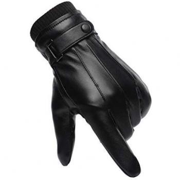Invierno Guantes Hombre Falso Cuero Calentar Prueba del Viento Prueba de Frío Térmico Mitones Antideslizante Pantalla Táctil para Aire Libre del Deportes Mujeres Adolescentes
