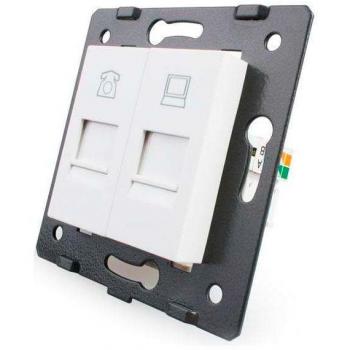 LEDBOX Mecanismo de empotrar Teléfono RJ11 + Red RJ45, blanco