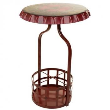 Mesa botellero de metal roja 42x42x60h cm