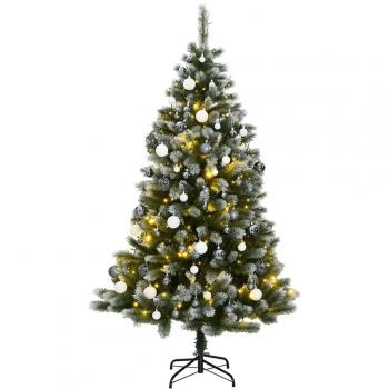 150 cm Artificial Hinged Christmas Tree with 150 LEDs and Ornaments