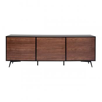 Aparador de 3 puertas negro mate de contrachapado de nogal 200 cm Mermoz